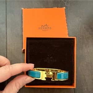 Hermès Gold and Teal Enamel Bracelet. NEVER WORN. REAL HERMES